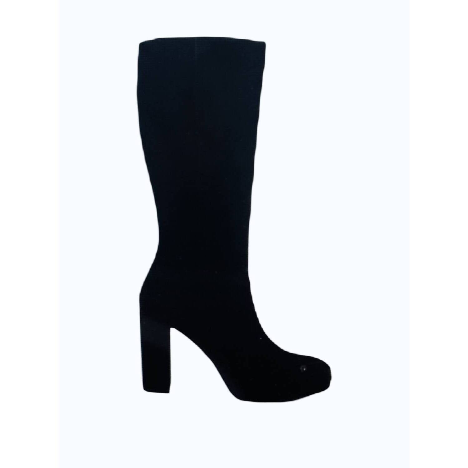 New Nerogiardini Women's Velour Suede High Heel Boot In Black